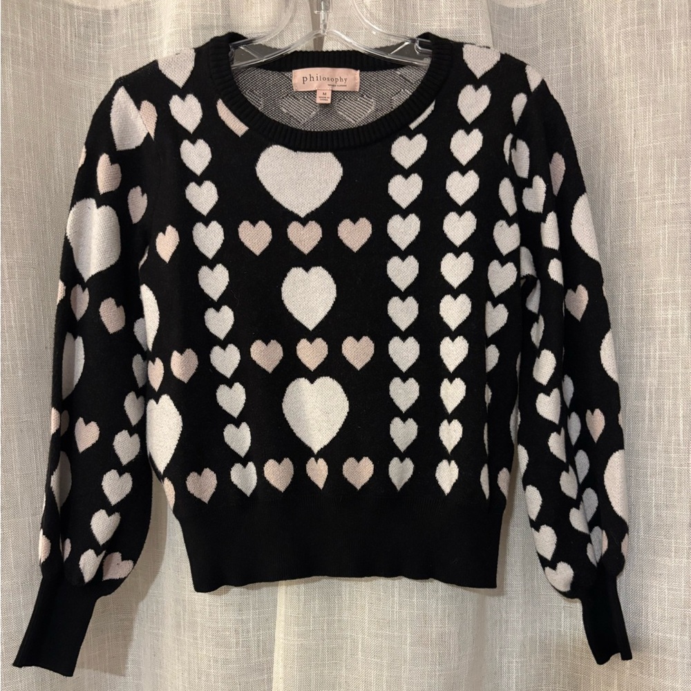 Philosophy Black and Cream Heart Sweater